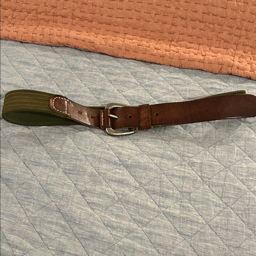 Men's Brown and Green Leather Belt